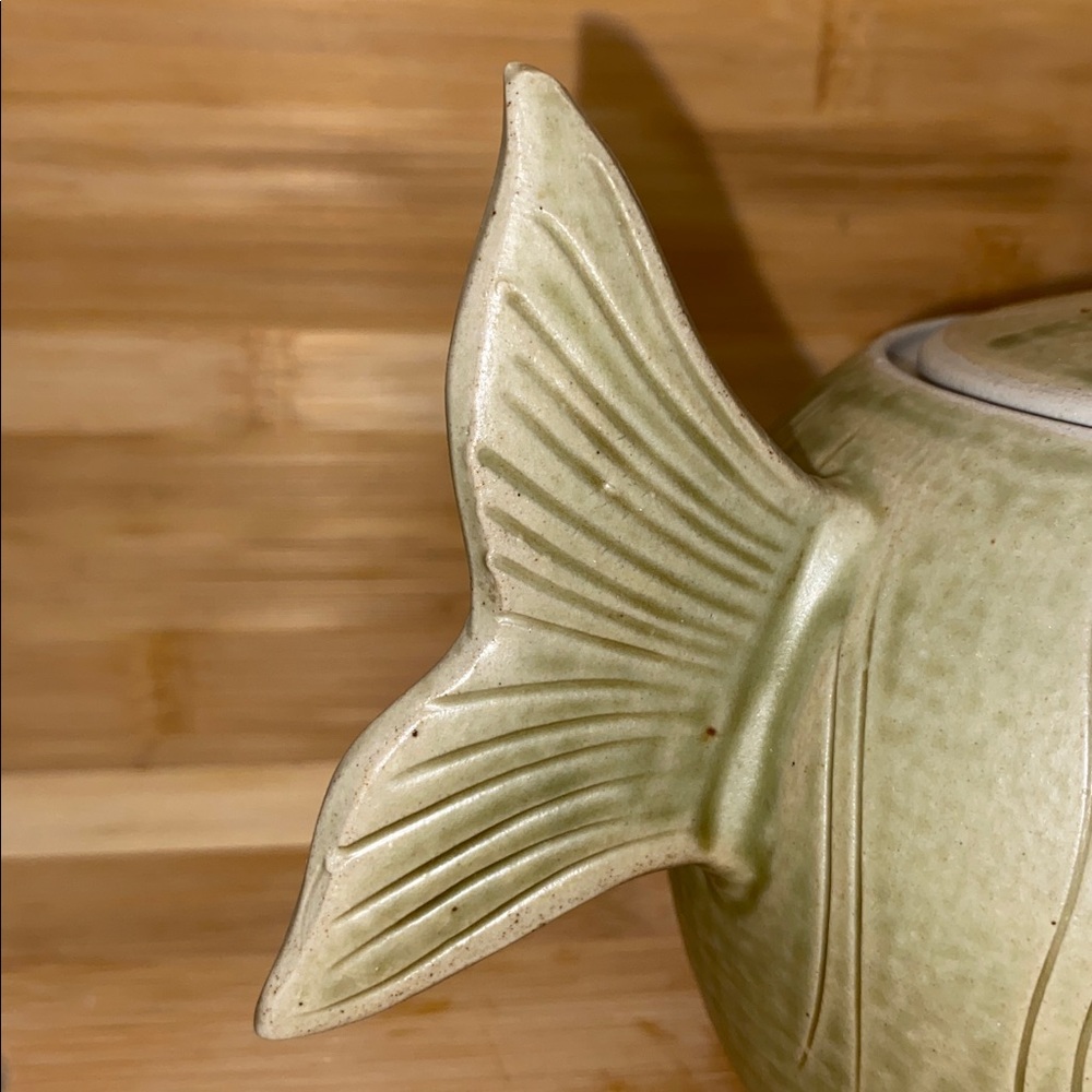 Artisan Pottery Teapot Tea Pot Fish Design Unique - Picture 10 of 16